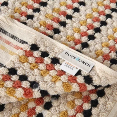 Olive And Linen Olive & Linen Dots Bath Mat In Multi