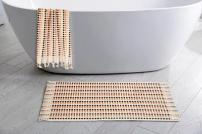 Olive And Linen Olive & Linen Dots Bath Mat In Multi