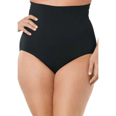 Secret Solutions Instant Shaper Medium Control Seamless High Waist Brief In Black