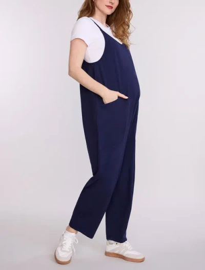 Motherhood Maternity Sleeveless Relaxed Fit Maternity Jumpsuit In Blue