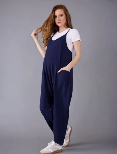 Motherhood Maternity Sleeveless Relaxed Fit Maternity Jumpsuit In Blue