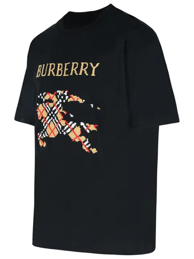 Burberry Cross Stitch Logo Cotton T-shirt In Black