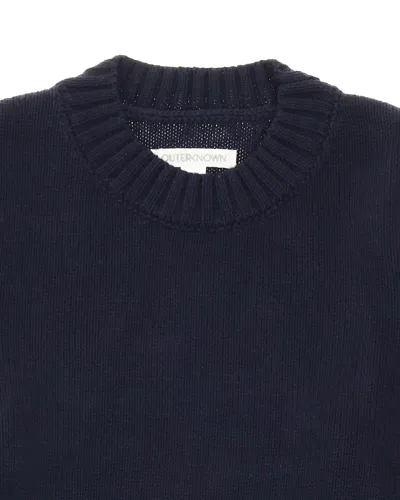 Outerknown Relaxed-fit Black Sweater With Crew Neckline In Blue