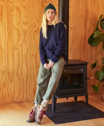 Outerknown Relaxed-fit Black Sweater With Crew Neckline In Blue