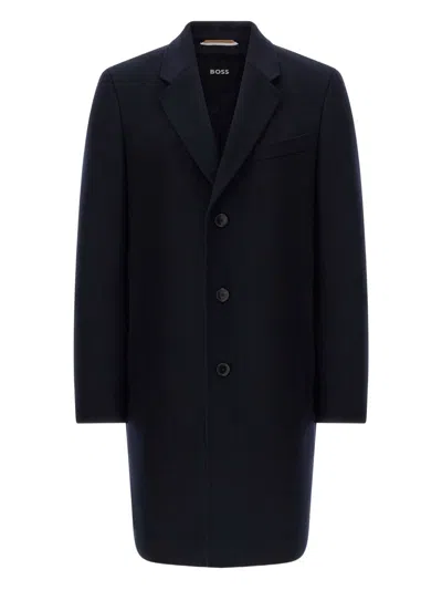 Hugo Boss Boss Regular Fit Coat In Wool And Cashmere In Multi
