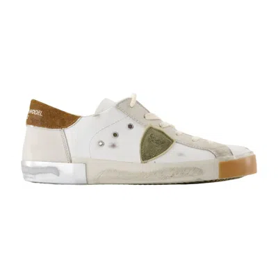Philippe Model Low Top Sneakers With Suede Heel Tab In White