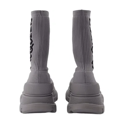 Alexander Mcqueen Sock Boots In Grey In Gray