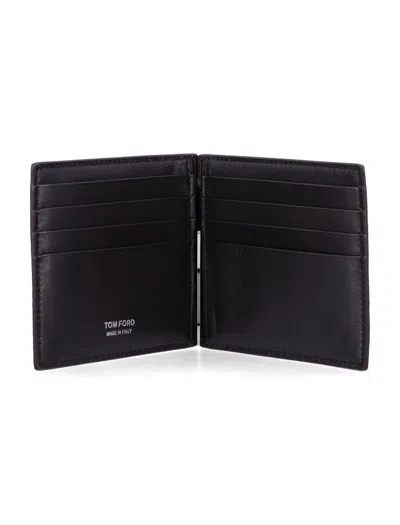 Tom Ford Crocodile Embossed Bi-fold Wallet Clip In Black