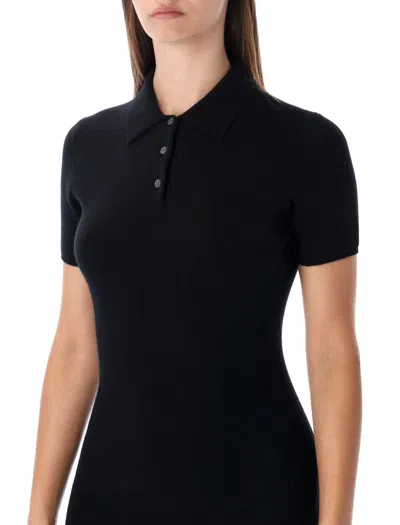 Alexander Wang T T By Alexander Wang Black Wool Polo Mini Dress In Black