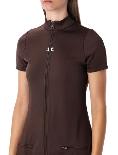 Courrèges Interlock Tracksuit Mini Dress In Brown