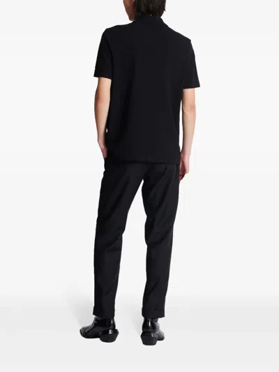 Balmain Short-sleeved Polo Shirt With Embroidery In Black