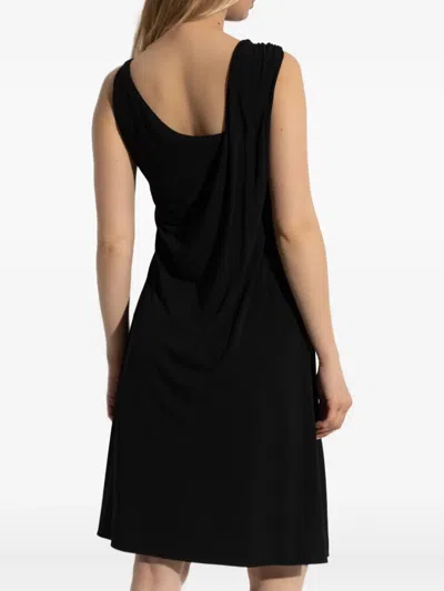 Versace One Shoulder Draped Dress Ruffle Detail In Black