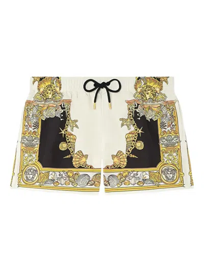 Versace Printed Polyester Swimming Shorts In Green
