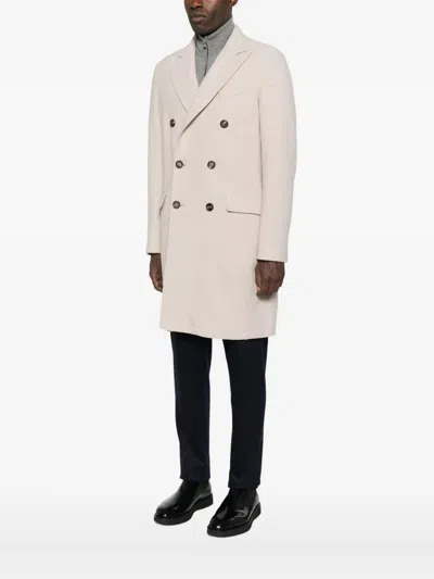 Eleventy Double-breasted Wool Coat With Classic Lapel In Multi