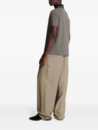 Balmain Men Labyrinth Polo Shirt With Jacquard Effect In Gray