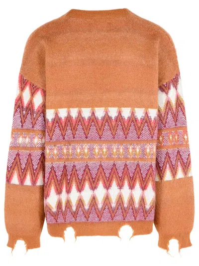 Laneus Geometric Patterned Long Sleeve Cardigan In Multi