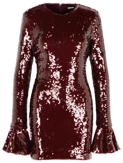 Rotate Birger Christensen Rotate 'rositana' Burgundy Polyester Dress In Red