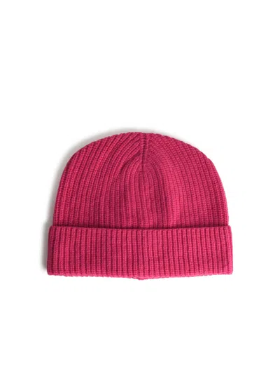 Seven Gauge Fuchsia Wool Beanie In Pink