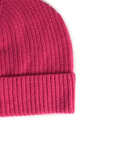 Seven Gauge Fuchsia Wool Beanie In Pink