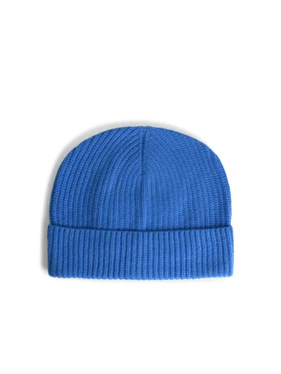 Seven Gauge Ribbed Turn-up Beanie In Blue