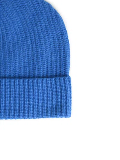 Seven Gauge Ribbed Turn-up Beanie In Blue