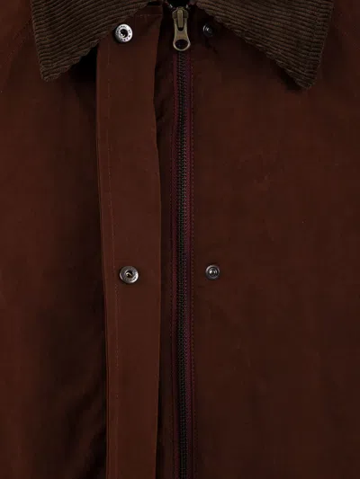 Aspesi Corduroy Collar Long Sleeve Coat In Brown