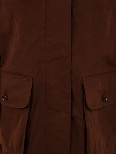 Aspesi Corduroy Collar Long Sleeve Coat In Brown