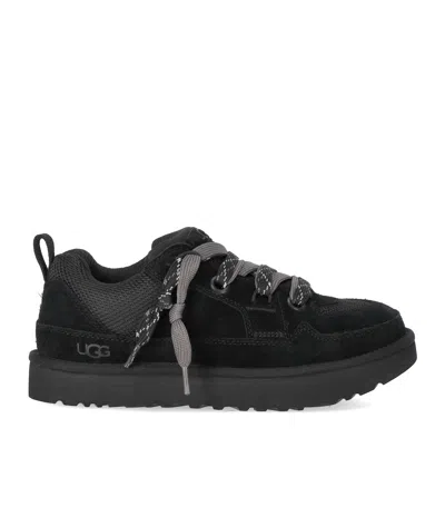 Ugg Lo Lowmel Suede Lace Up Trainers In Black