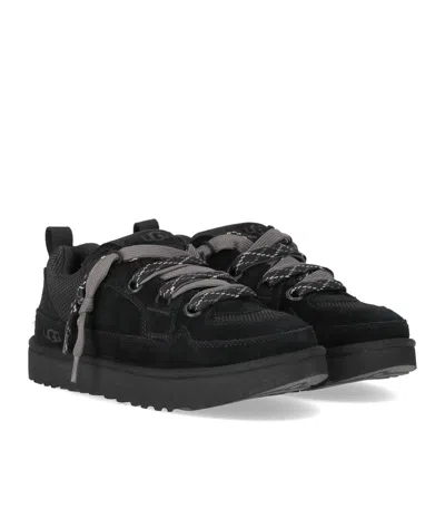 Ugg Lo Lowmel Suede Lace Up Trainers In Black