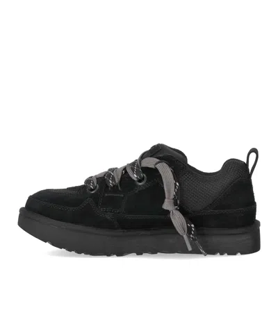 Ugg Lo Lowmel Suede Lace Up Trainers In Black