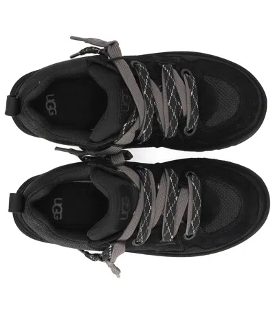 Ugg Lo Lowmel Suede Lace Up Trainers In Black