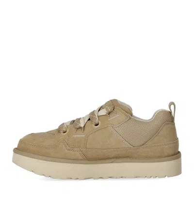 Ugg Lo Lowmel Beige Sneakers With Mesh Inserts And Logo On The Side In Suede Man In Sand