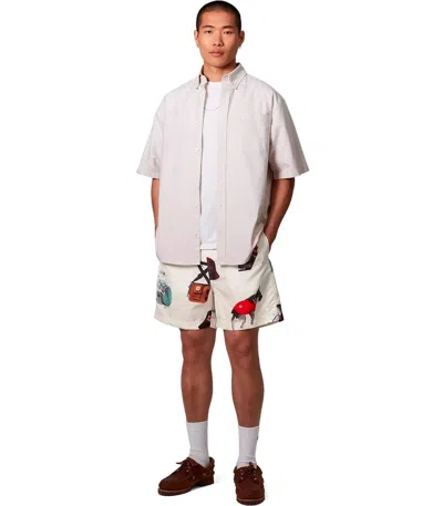Carhartt Wip Slater Jacob Rochester Wax Swim Trunks In White