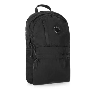 C.p. Company Navy Nylon B Lens Backpack In Black