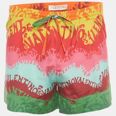 Pre-owned Valentino Multicolor Printed Silk Shorts S