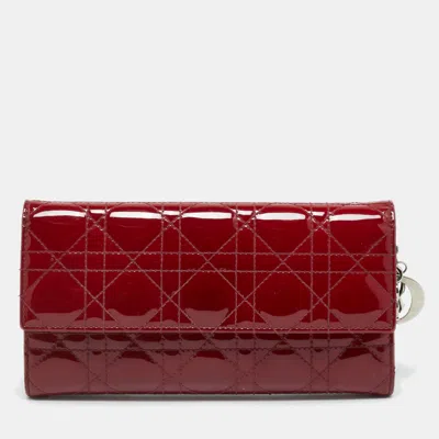 Pre-owned Dior Wallet On Chain In Red