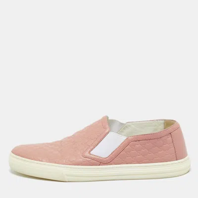 Pre-owned Gucci Ssima Leather Slip-on Sneakers Size 40 In Pink