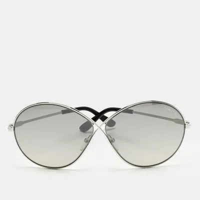 Pre-owned Tom Ford Grey/silver Tone Gradient Rania 02 Tf564 Oversized Sunglasses In Gray