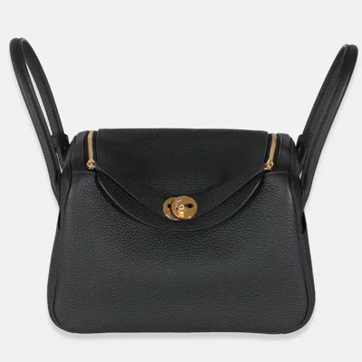 Pre-owned Hermes Lindy 26 Black Clemence Bag
