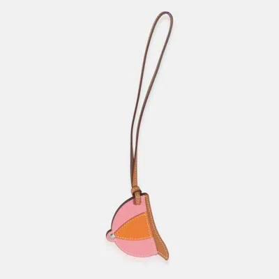 Pre-owned Hermes Naturel Sable Rose D'ete Abricot Swift Paddock Bombe Bag Charm In Multi