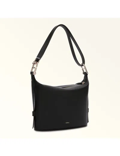 Furla Leather Hobo Bag In Black