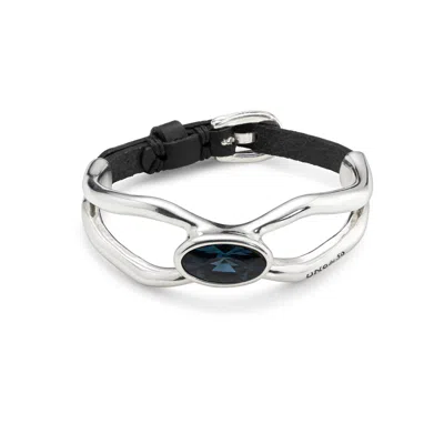 Unode50 Blue Crystal Chandelier Buckle Bracelet In Silver