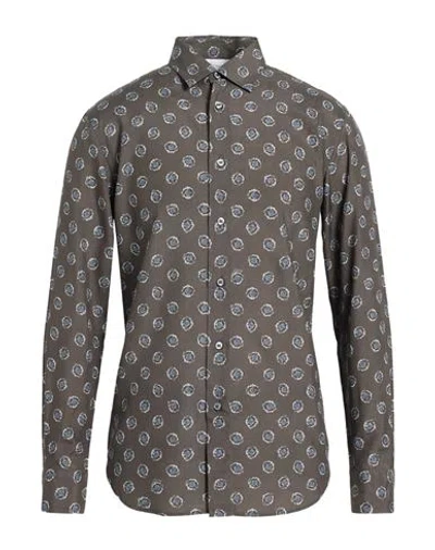 Brioni Man Shirt Khaki Size 3xl Silk In Nude