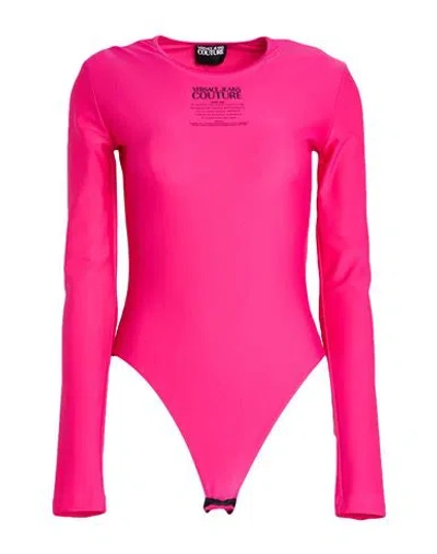 Versace Jeans Couture Woman Bodysuit Fuchsia Size 12 Polyamide, Elastane In Pink