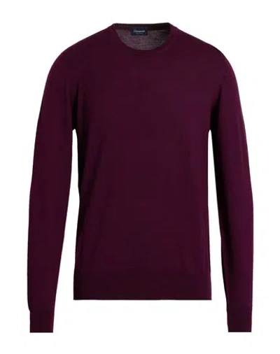 Drumohr Man Sweater Plum Size 44 Merino Wool In Purple