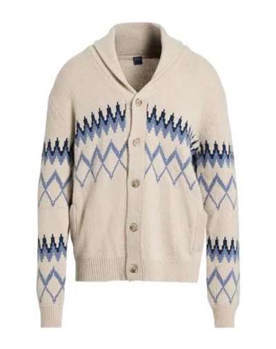 Fedeli Man Cardigan Cream Size 40 Virgin Wool, Cashmere In Brown