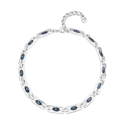 Unode50 Blue Noir Box-link Necklace In Silver