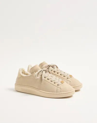 Valentino Sneakers With Suede Logo Application In Brown