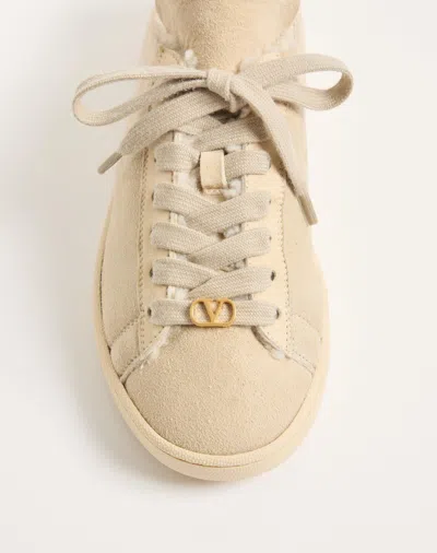 Valentino Sneakers With Suede Logo Application In Brown