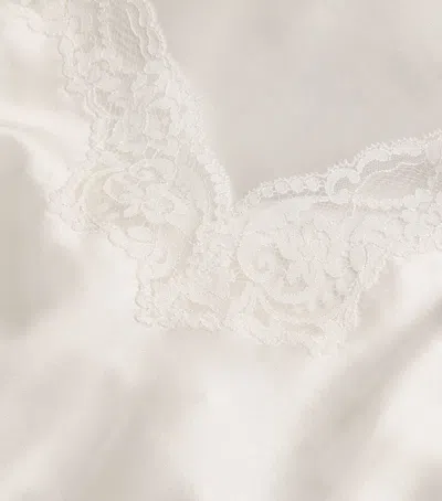 Gilda & Pearl Silk Lace-trim In My Boudoir Short Nightdress In White
